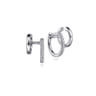 14K White Gold Diamond Double Huggie-Cuff Earrings With U Set - 0.08 ct