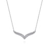 14K White Gold Diamond Double Row Chevron Bar Necklace - 0.38 ct