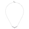 14K White Gold Diamond Double Row Chevron Bar Necklace - 0.38 ct