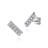 14K White Gold Diamond Double Row Stacked Ear Climber Earrings - 0.35 ct
