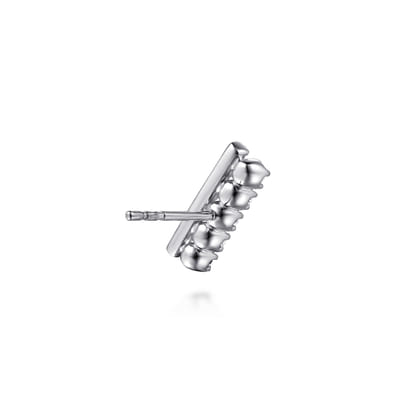 14K White Gold Diamond Double Row Stacked Ear Climber Earrings