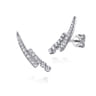 14K White Gold Diamond Double Row Stacked Ear Climber Earrings - 0.35 ct