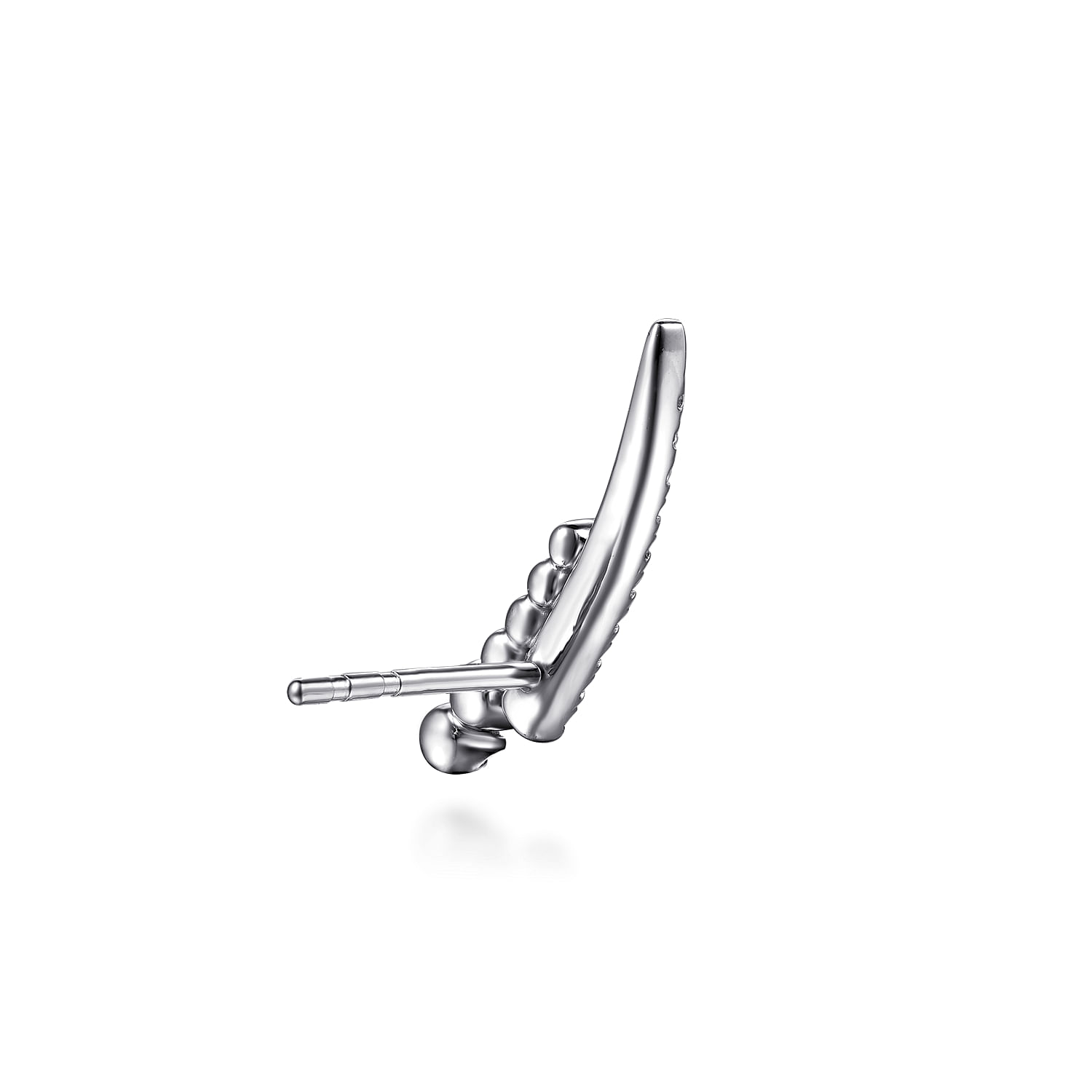 14K White Gold Diamond Double Row Stacked Ear Climber Earrings