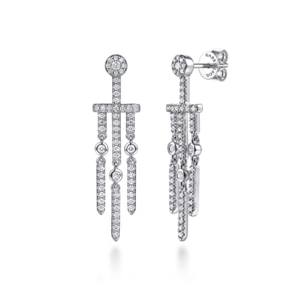 14K White Gold Diamond Drop Chandelier Earrings