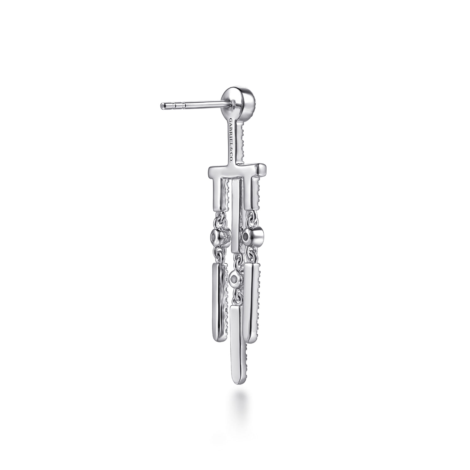 14K White Gold Diamond Drop Chandelier Earrings - 0.75 ct - Shot 2