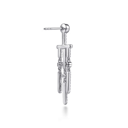 14K White Gold Diamond Drop Chandelier Earrings
