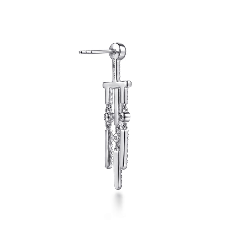 14K White Gold Diamond Drop Chandelier Earrings - 0.75 ct - Shot 2