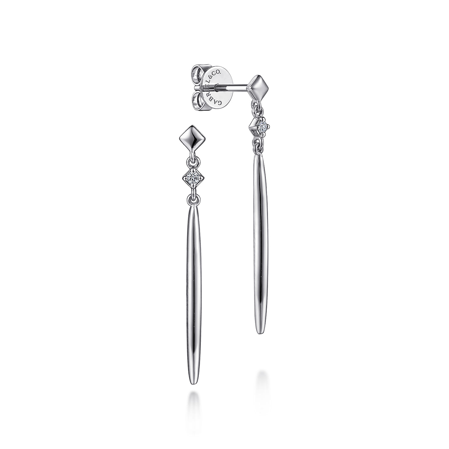 14K White Gold Diamond Drop Earrings - 0.04 ct - Shot 1