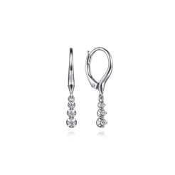 14K White Gold Diamond Drop Earrings