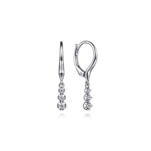 14K White Gold Diamond Drop Earrings