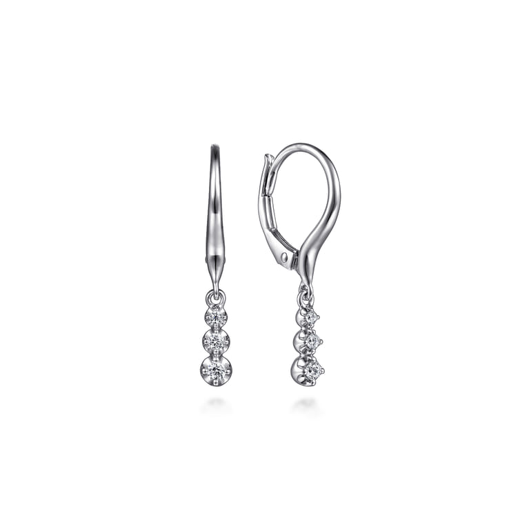 14K White Gold Diamond Drop Earrings - 0.12 ct - Shot 1