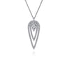 14K White Gold Diamond Drop Elongated Pear Shape Pendant Necklace - 0.83 ct