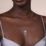 14K White Gold Diamond Drop Elongated Pear Shape Pendant Necklace - 0.83 ct