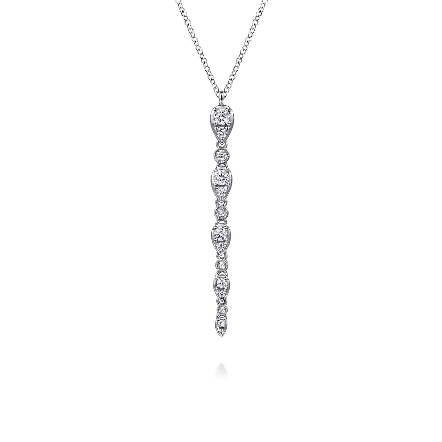 14K White Gold Diamond Drop Necklace - 0.5 ct - Shot 1