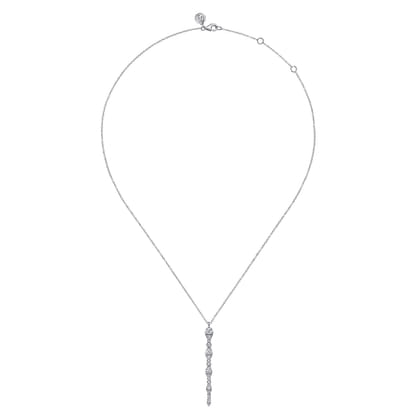 14K White Gold Diamond Drop Necklace