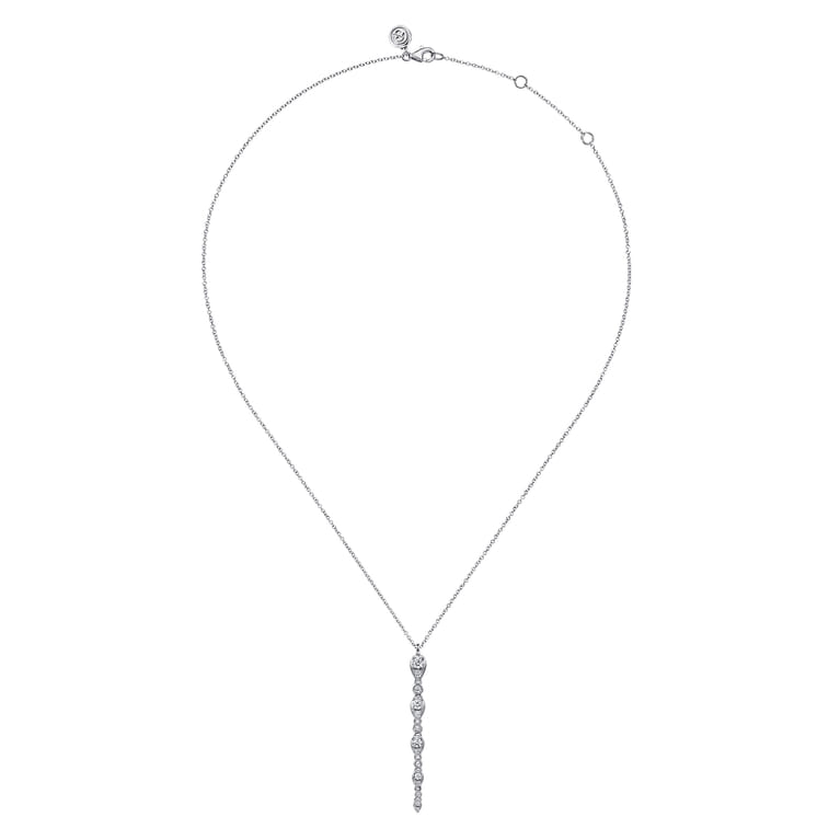 14K White Gold Diamond Drop Necklace - 0.5 ct - Shot 2
