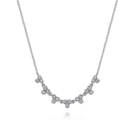 14K White Gold Diamond Droplet Link Necklace