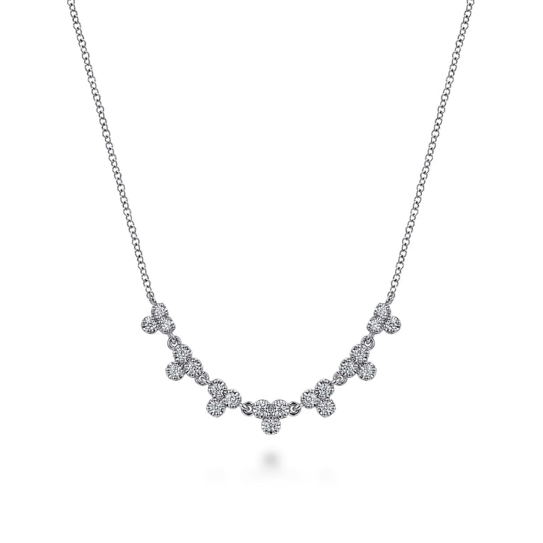 14K White Gold Diamond Droplet Link Necklace - 0.35 ct - Shot 1