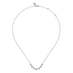 14K White Gold Diamond Droplet Link Necklace