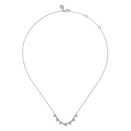 14K White Gold Diamond Droplet Link Necklace