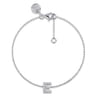 14K White Gold Diamond E Initial Chain Bracelet - 0.08 ct
