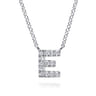 14K White Gold Diamond E Initial Pendant Necklace - 0.08 ct