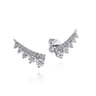 14K White Gold Diamond Ear Climber Earrings - 0.75 ct