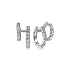 14K White Gold Diamond Easy Stackable Earrings