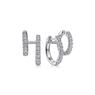 14K White Gold Diamond Easy Stackable Earrings