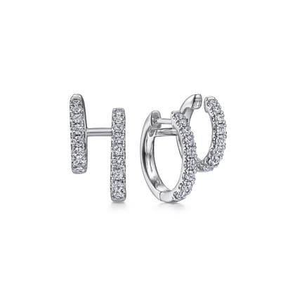 14K White Gold Diamond Easy Stackable Earrings