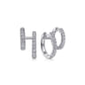 14K White Gold Diamond Easy Stackable Earrings - 0.75 ct