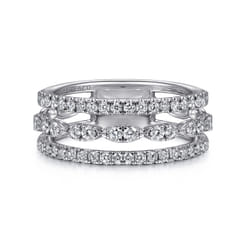 14K White Gold Diamond Easy Stackable Ring