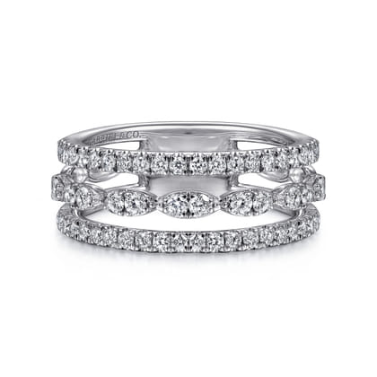 14K White Gold Diamond Easy Stackable Ring