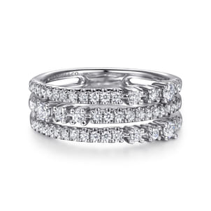 14K White Gold Diamond Easy Stackable Ring