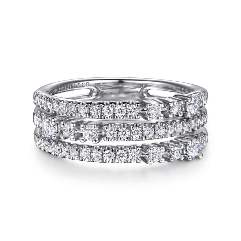 14K White Gold Diamond Easy Stackable Ring - 0.55 ct - Shot 1