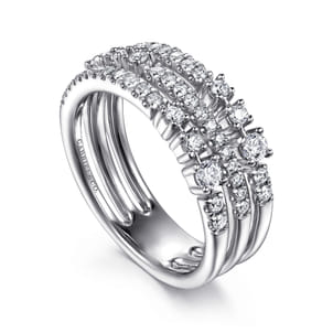 14K White Gold Diamond Easy Stackable Ring