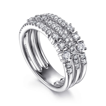 14K White Gold Diamond Easy Stackable Ring