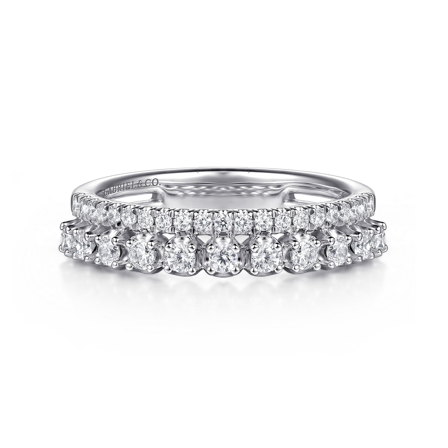 14K White Gold Diamond Easy Stackable Ring