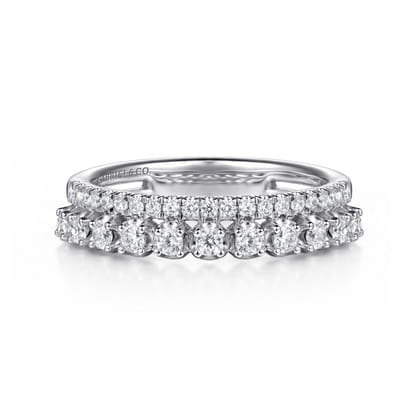 14K White Gold Diamond Easy Stackable Ring