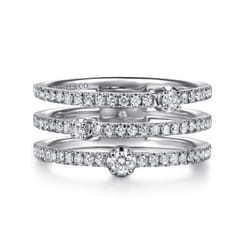 14K White Gold Diamond Easy Stackable Ring