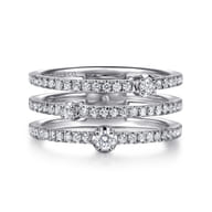 14K White Gold Diamond Easy Stackable Ring