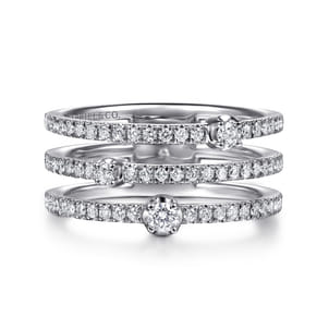 14K White Gold Diamond Easy Stackable Ring