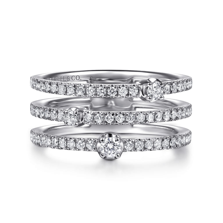 14K White Gold Diamond Easy Stackable Ring - 0.5 ct - Shot 1