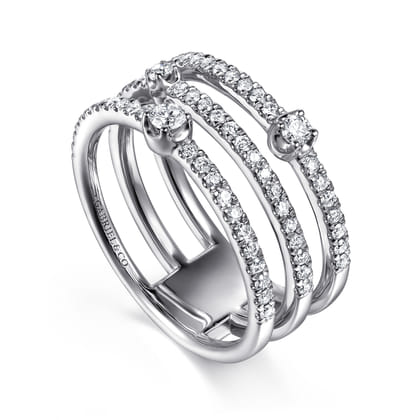14K White Gold Diamond Easy Stackable Ring