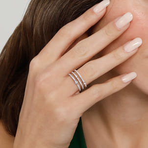 14K White Gold Diamond Easy Stackable Ring