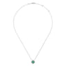 14K White Gold Diamond  Emerald Clover Pendant Necklace - 0.16 ct