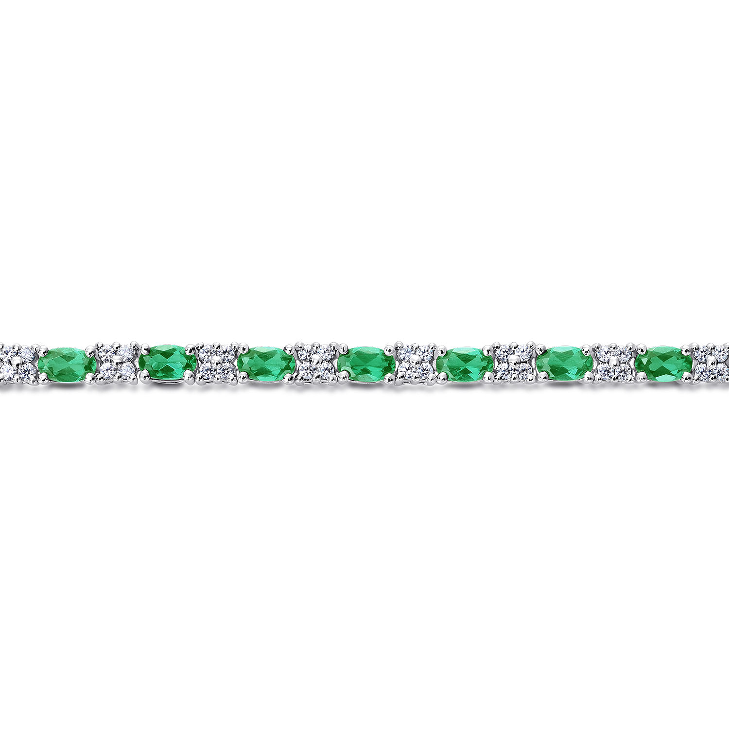 14K White Gold Diamond  Emerald Tennis Bracelet - 1.1 ct - Shot 2