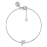 14K White Gold Diamond F Initial Chain Bracelet - 0.06 ct