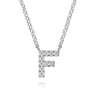 14K White Gold Diamond F Initial Pendant Necklace - 0.06 ct