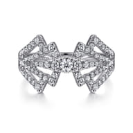 14K White Gold Diamond Fan Corset Ring